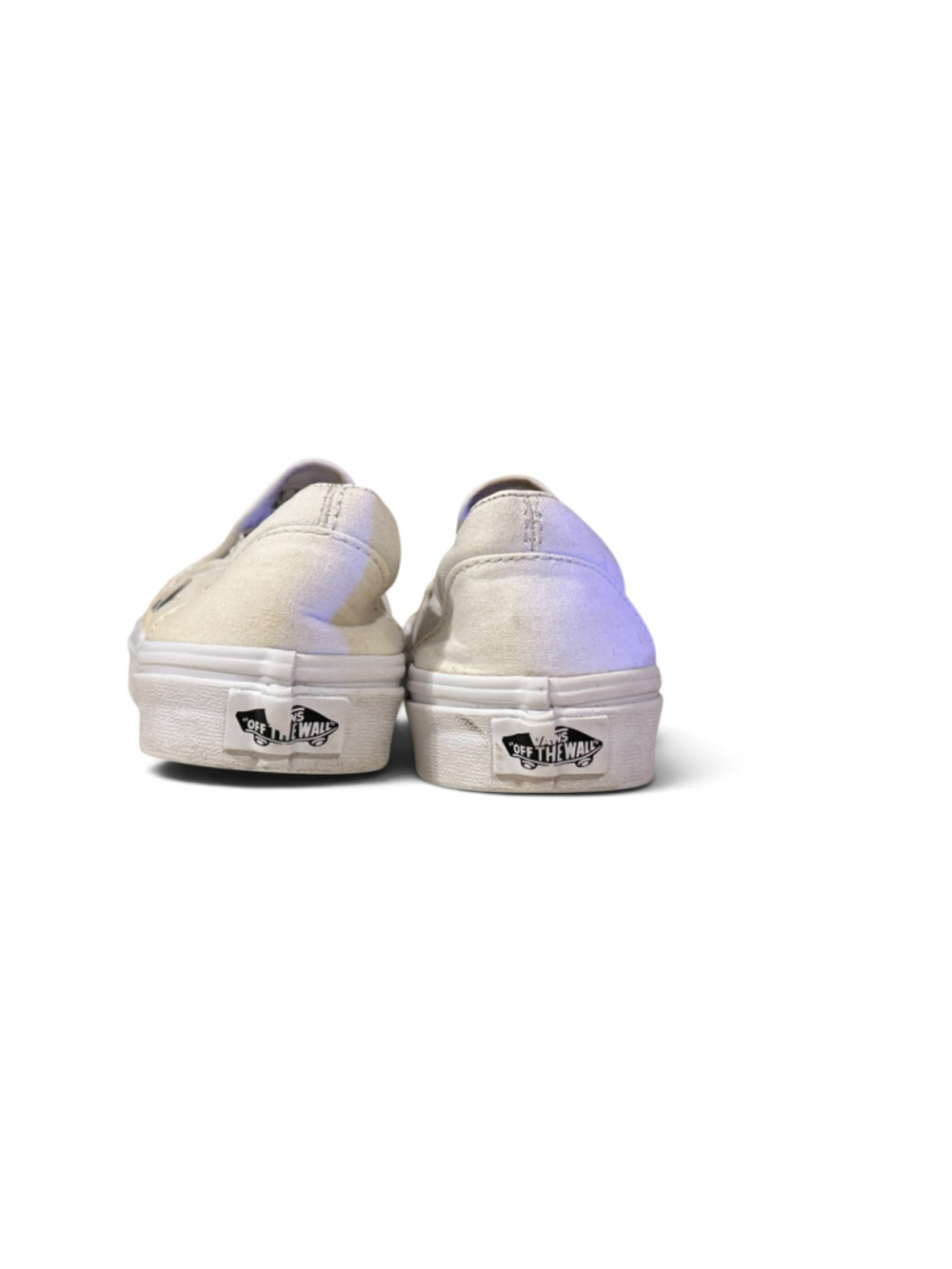 Vans Classic Slip-On Shoes Womens 7 Mens 5.5 White Canvas Low Top Sneakers - Picture 4 of 8